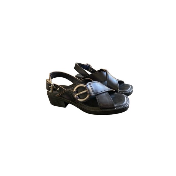 Miu Miu Leather Bleached Sandals Black Excellent Condition Size 38 1/2 - Picture 5 of 9